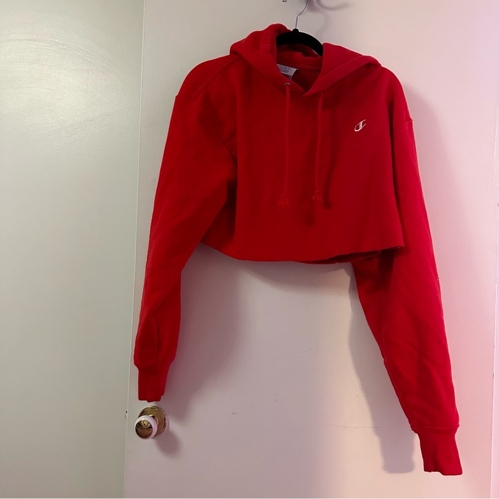 Champion red crop top hoodie - Picture 1 of 5